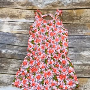 Girls Gap Orange Floral Shorts Romper